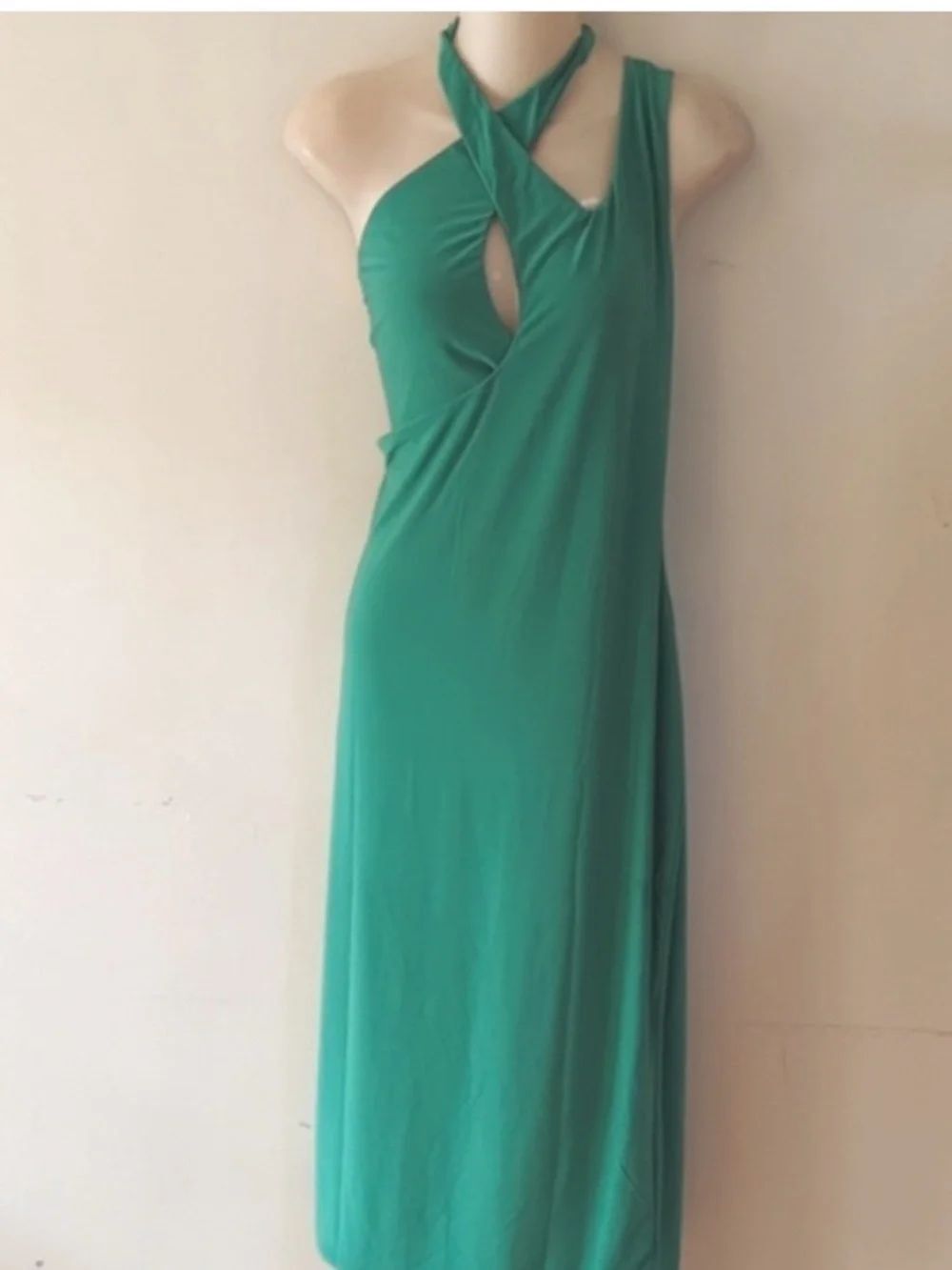 NWT Club L London Rome Emerald Green Cross-Strap Midi Dress